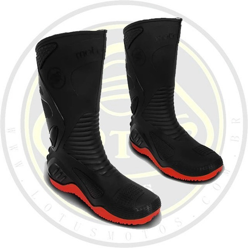 Bota Chuva Cano Longo Pvc Motoboy Motosafe Solado Vermelho