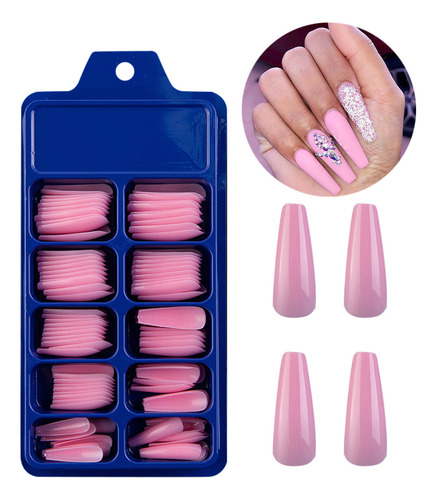 Uñas Acrílicas Artificiales Mate Con Diseño De Bailarina Tip