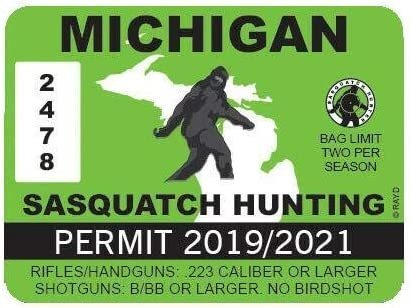 Imán De Michigan Sasquatch Con Permiso De Caza Bigfoot 13igf