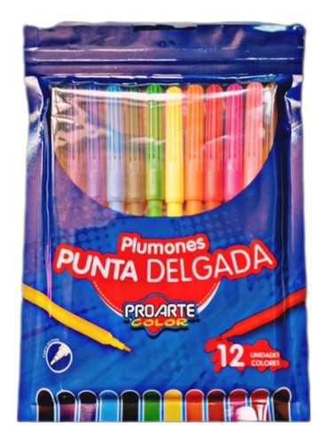 Lápices Scripto De 12 Colores Punta Delgada Proarte.