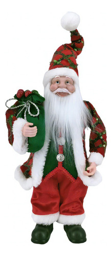 Papai Noel Boneco Premium Glitter E Paete 30cm Várias Cores Cor Vermelho E Verde