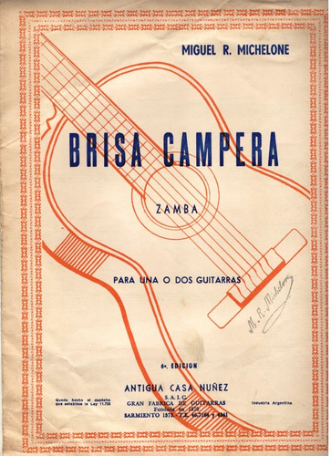 Partitura Original Brisa Campera Para Una O Dos Guitarras