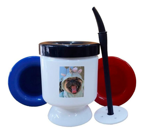 Mate Plastico Pug Bostezando Con Disfraz