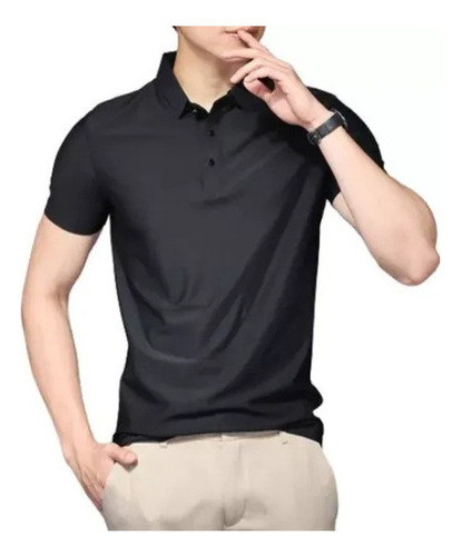 Camisa Polo De Seda Camiseta Manga Curta Masculina