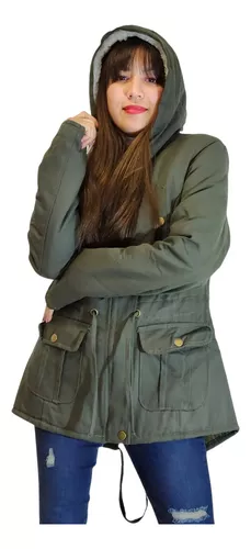 Campera Parka Abrigo Mujer Con Corderito Invierno