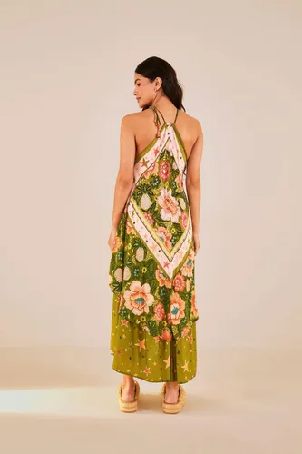 Vestido longo hot sale lenço laurinda
