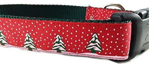 Perro Collar Caninedesign Arboles De Navidad Rojo Verde 1 P