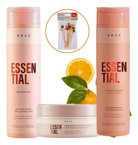 Braé Kit Shampoo + Condicionador + Máscara Essential