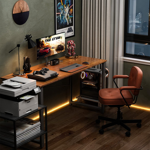 Escritorio Para Computadora 120 Cm Moderno Color Café Oscuro