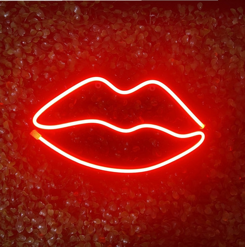 Luminária Parede Beijo Neon Led Decoração Luz Bivolt