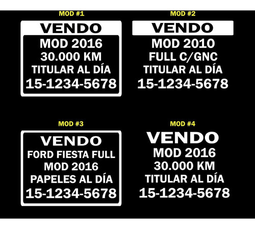 Vinilo Adhesivo Cartel Vendo Auto Sticker-venta Motovehiculo