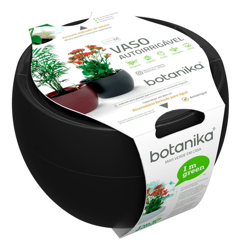 Imagem 2 de 5 de Vaso Para Temperos E Plantas Autoirrigável Botanika Preto