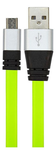 Cabo Micro Usb Flat Celular De Silicone - Verde