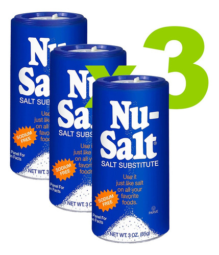 Nu-salt Substituto De Sal Libre De Sodio 3 Pack 85g Piezas