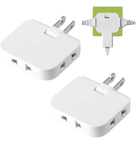 2 Enchufe Adaptador 10a 2500w Multiple Plano Universal