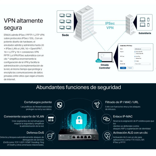 Imagen 4 de 10 de Router Vpn Multi-wan Gigabit Omada, Tp-link Er605
