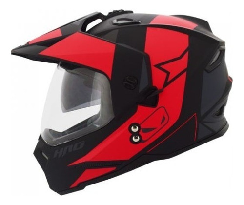 Casco Moto Hro Mx330 Multipropósito Skit Negro Matte Rojo