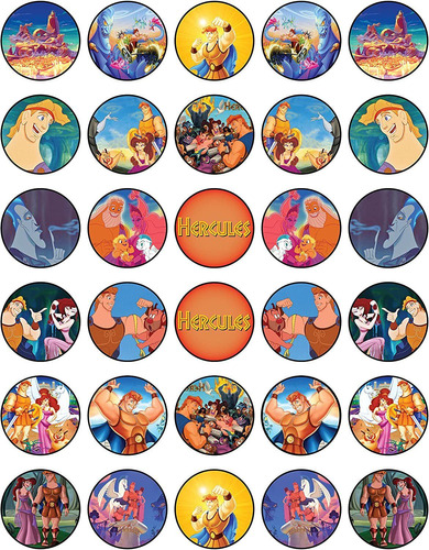 30 X Edible Cupcake Toppers  Hercules Party Collection Of Ed