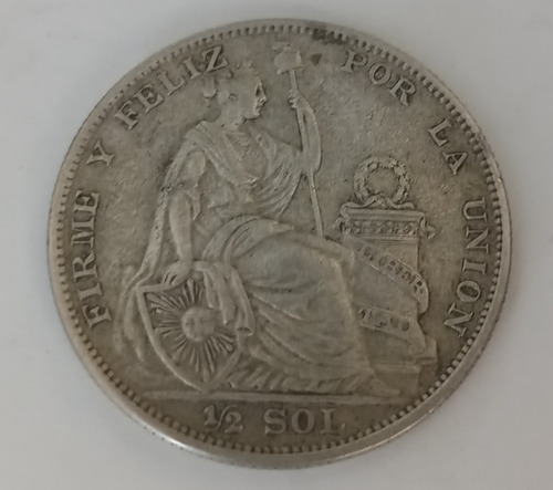 Moneda Perú Medio Sol Plata 1935 N703