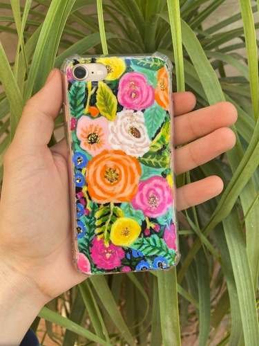 Funda Pintada En Acrilico De Flores Modelos iPhone (Reacondicionado)