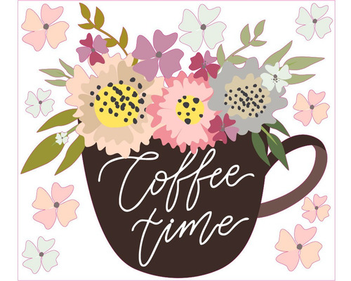Imagen 2 de 3 de Vinilos Decorativos Frases Hogar Cocina Living Cafe Flores