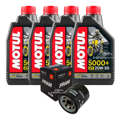 Kit 4 Lts Óleo Motul 5000 20w50 Semi+filtro Fram Varadero