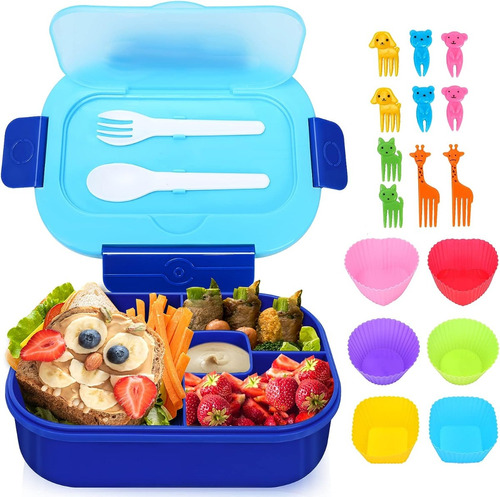 Lunch Box Bento Topper Lunch Fiambrera Con Cubiertos 1300ml