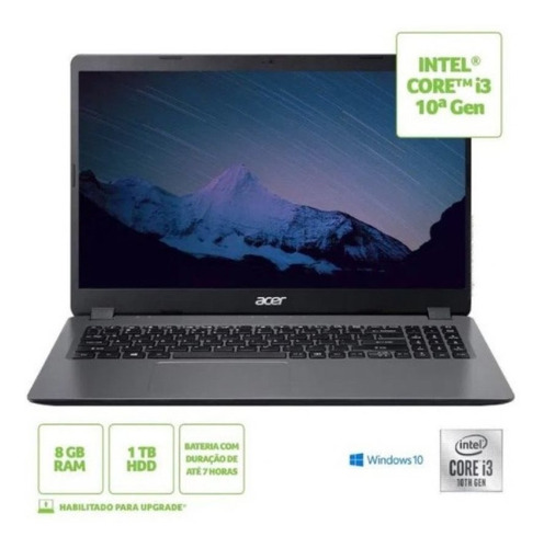 Notebook A315-56-34a9 10 I3 1005g1 8gb Hd 1tb Aspire 3 Acer