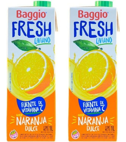 Pack X2u Jugo Baggio Fresh 1000ml Naranja Dulce