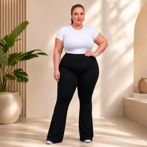 Calça Bailarina Feminina Plus Size Calça Flare Boca De Sino