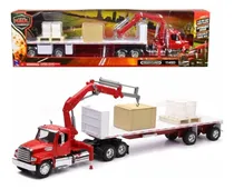 Comprar New Ray 1:32 Freightliner 114sd Trailer Plataforma Grúa Rojo