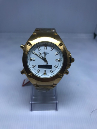 Relógio Condor Masculino Dourado Anadigi Kc15197/4b