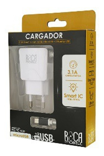 Cargador Micro Usb 3.1 A Puerto Inteligente Smart Roca 2 Usb