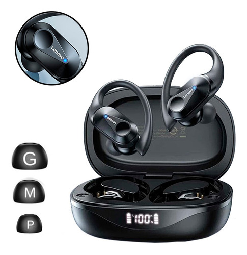 Auriculares inalámbricos deportivos flexibles Lenovo Lp75 de color negro