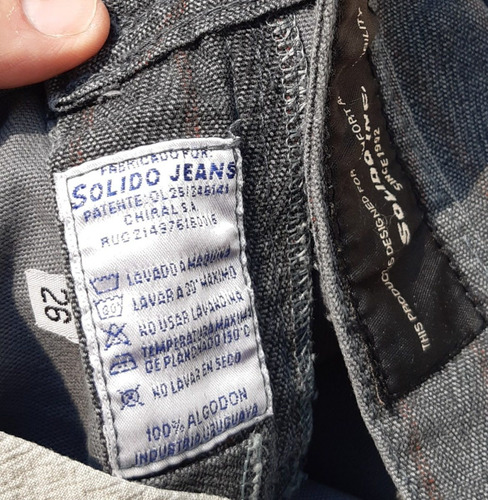 Pantalon Jean Dama Recto Gris Oscuro Talle 26 Solido (Usado)
