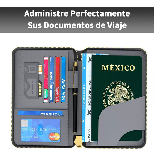 Porta Pasaporte Documentos Funda Protectora Viaje Con Rfid