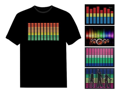 Camiseta Led Eletrônica Sensível Ao Som Pisca Vários Modelos