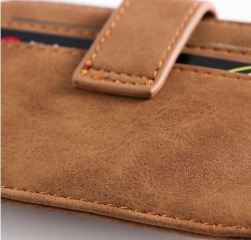 Tarjetero Baellerry Cuero Nobuk Café - 5 Tarjetas Con Broche