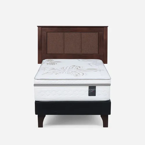 Cama Rosen Art 4 1,5 Plazas + Respaldo Rachel Marrón