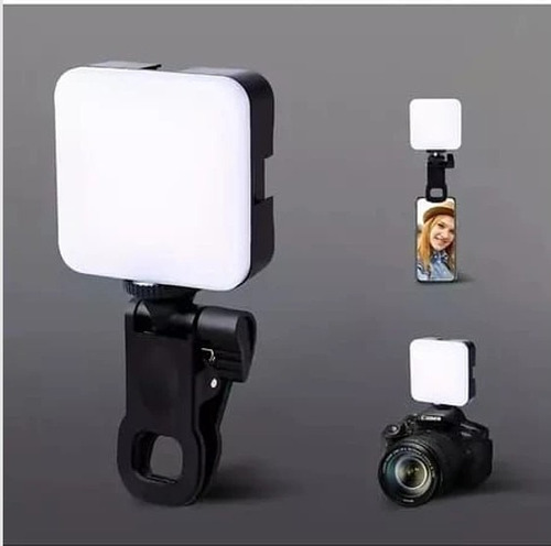 Luz Led Clip Para Celular, Pantalla Pila Video Fotografía Negro