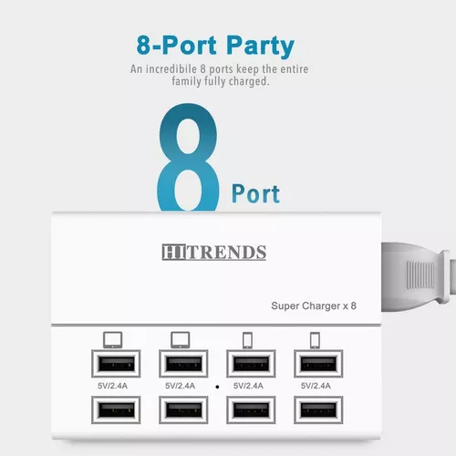 Cargador USB, 8 Puertos Rápido Cargadores de Escritorio 50W/10A  Concentrador de Cargador USB Multipuerto para Multiple Devices :  : Electrónicos