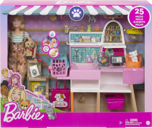 Muñeca Barbie Tienda Para Mascotas 25 Piezas
