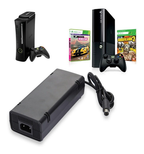 Fuente De Poder Xbox 360 E + Kit De Carga Y Juega Xbox 360