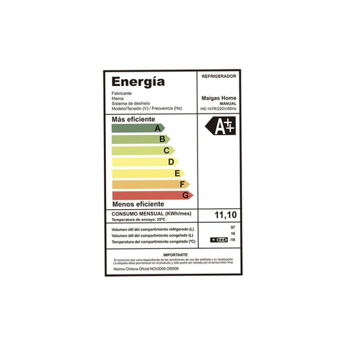 Frigobar Maigas 113 Litros Color Gris