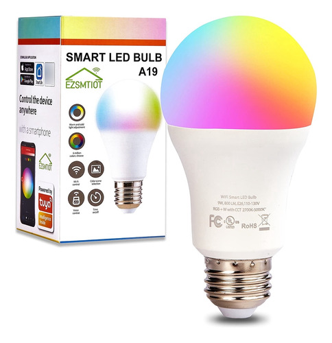 Bombilla Led Wifi A19 Rgb Cambio Color Regulable Para Alexa