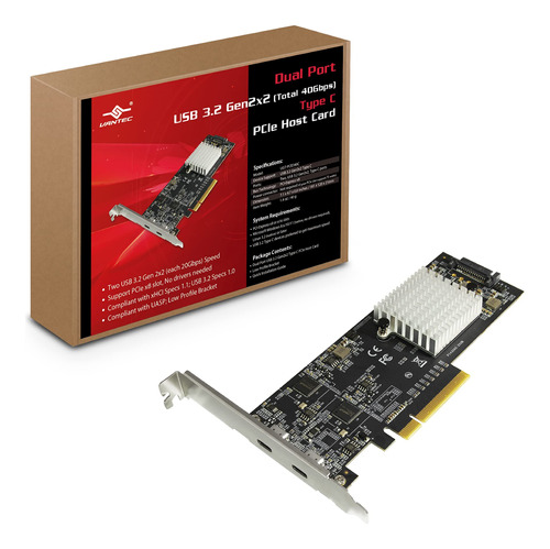 Vantec Tarjeta Host Pcie Tipo Doble Puerto Usb 3.2 Gen2x2 15