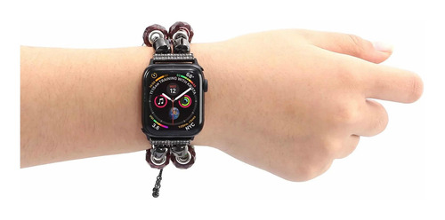 Correa Para Applewatch Diy Verde Púrpura Mujer Extensible Ancho De La Correa 41 Mm