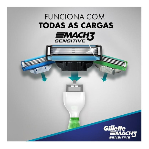 Aparelho De Barbear Masculino Gillette Mach3 Sensitive-acqua