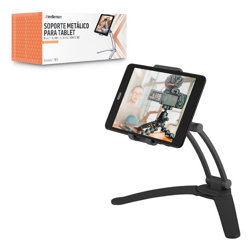 Soporte Tablet Redlemon Metálico Flexible Escritorio Color Negro