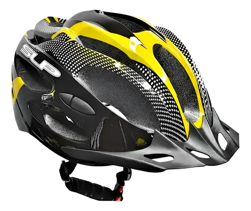 Casco Slp Bicicleta Ciclismo Mtb 13 Vent C/Regulador Color Negro/Amarillo Talle M/L